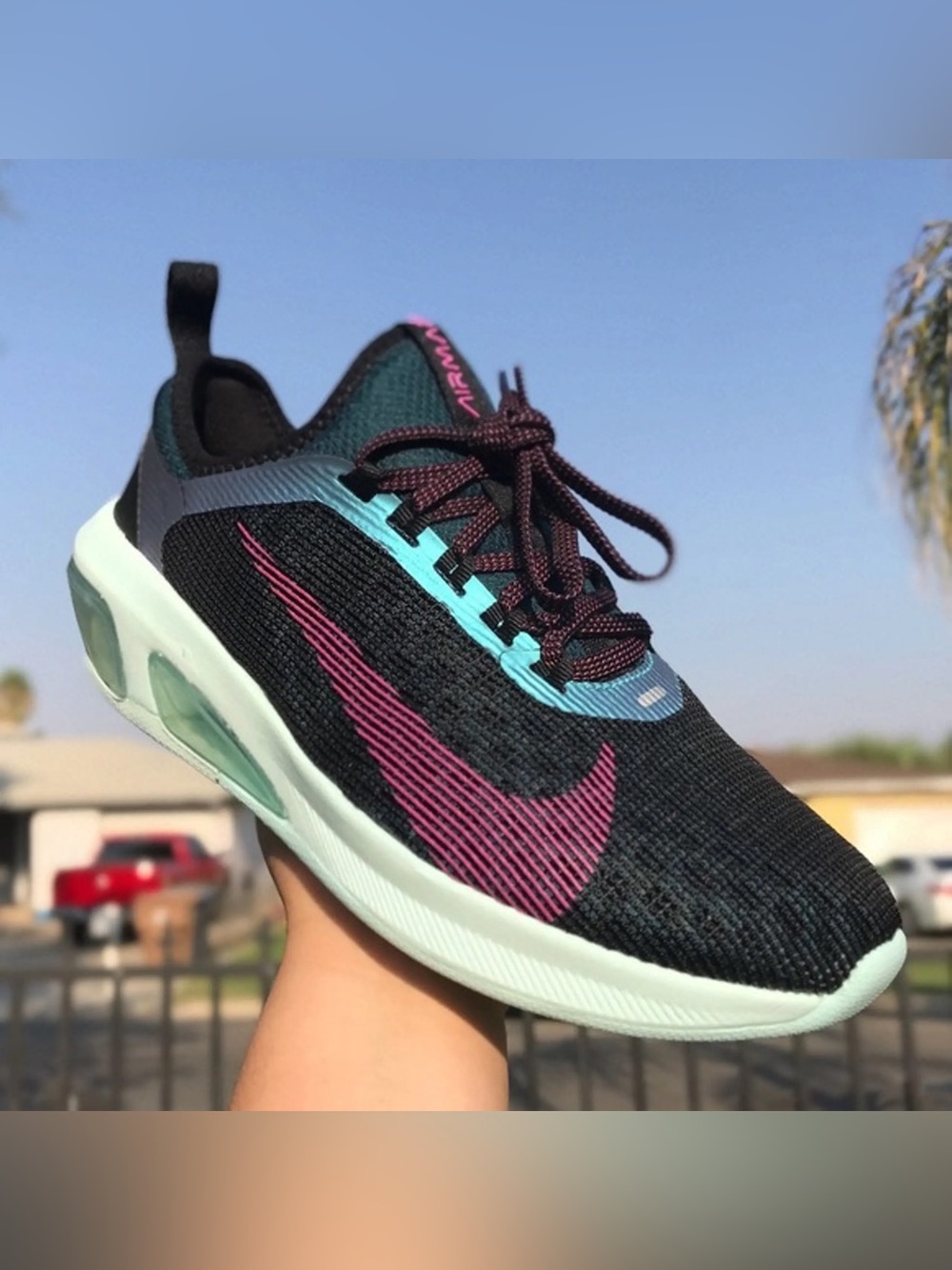 Nike Air Max Fly Black Laser Fuchsia Teal Running Shoes Women’s 8